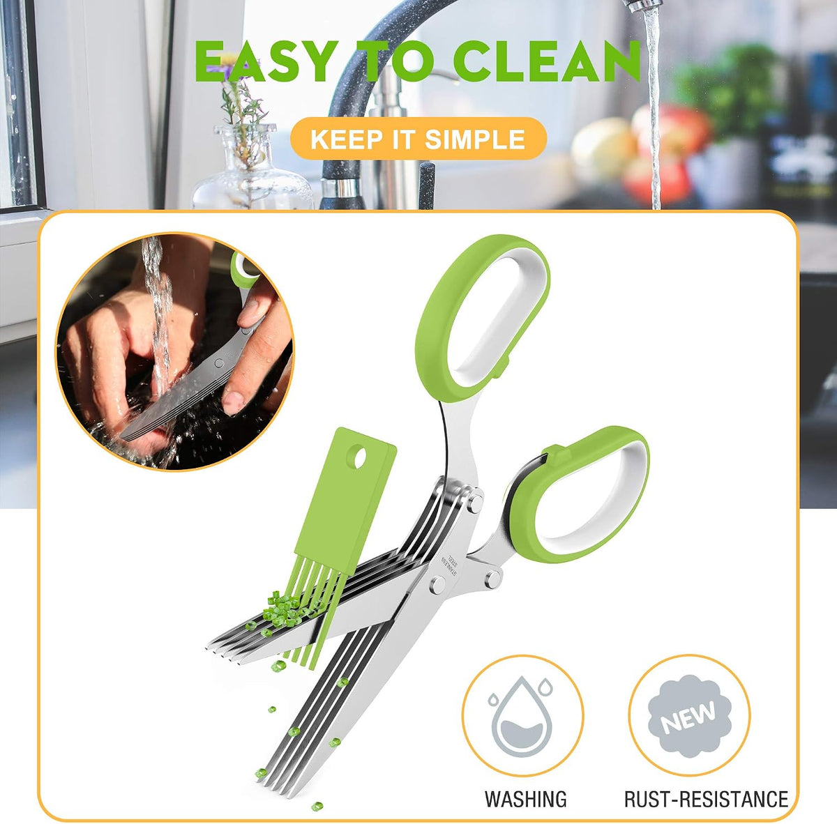 Herb Scissors with 5 Blades and Cover, New Kitchen Gadget 2026