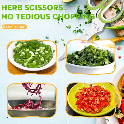 Herb Scissors with 5 Blades and Cover, New Kitchen Gadget 2026