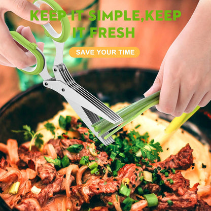 Herb Scissors with 5 Blades and Cover, New Kitchen Gadget 2026