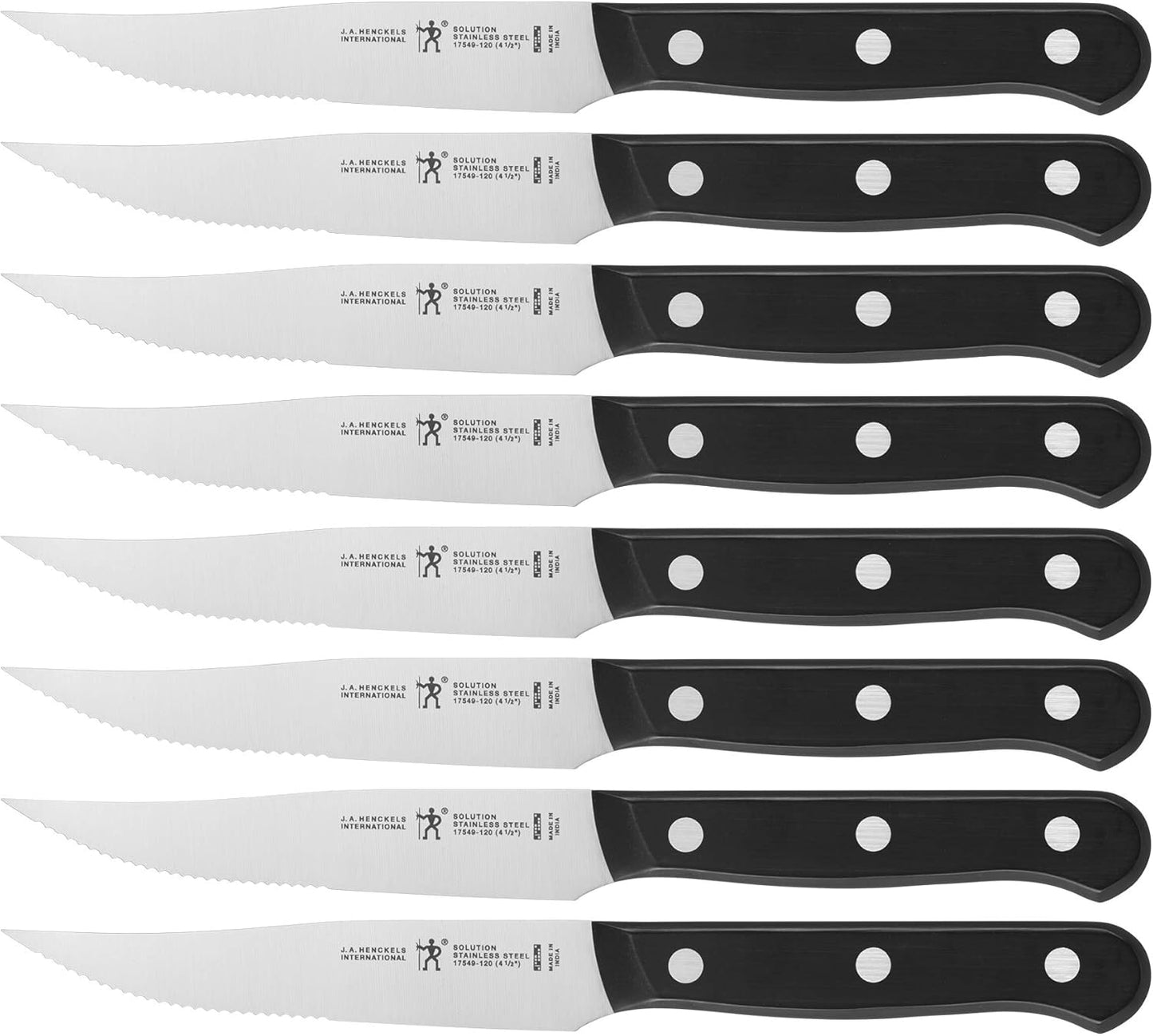 Solution Steak Knife Set of 8, Razor-Sharp, German Engineered | Informed by 100+ Years of Mastery. Dishwasher safe, Effortlessly Slice Through Meats