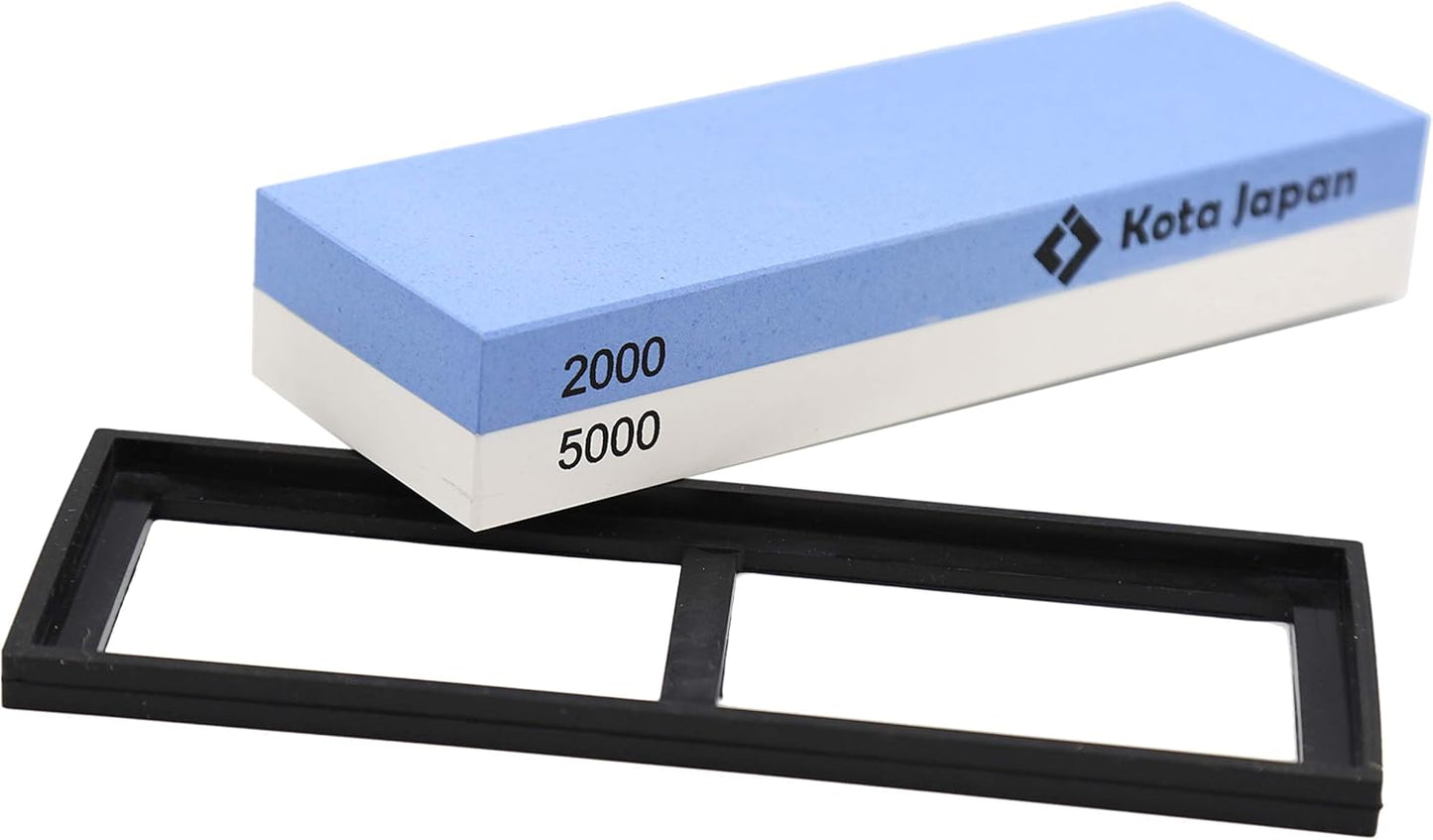 Combination Dual Sided 2000-5000 Grit Diamond Knife Sharpener Whetstone Set for Coarse Sharpening & Fine Polishing. Water Stone Kit | Adjustable Bamboo Holder Base | Precision Blade Guide
