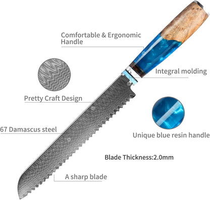 Kuwata Santoku Knife, Professional Japanese VG10 Damascus Steel Kitchen Santoku Knife, Ergonomic Wood Chef Knife Handle, Super Sharp Chefs Knives with Gift Box