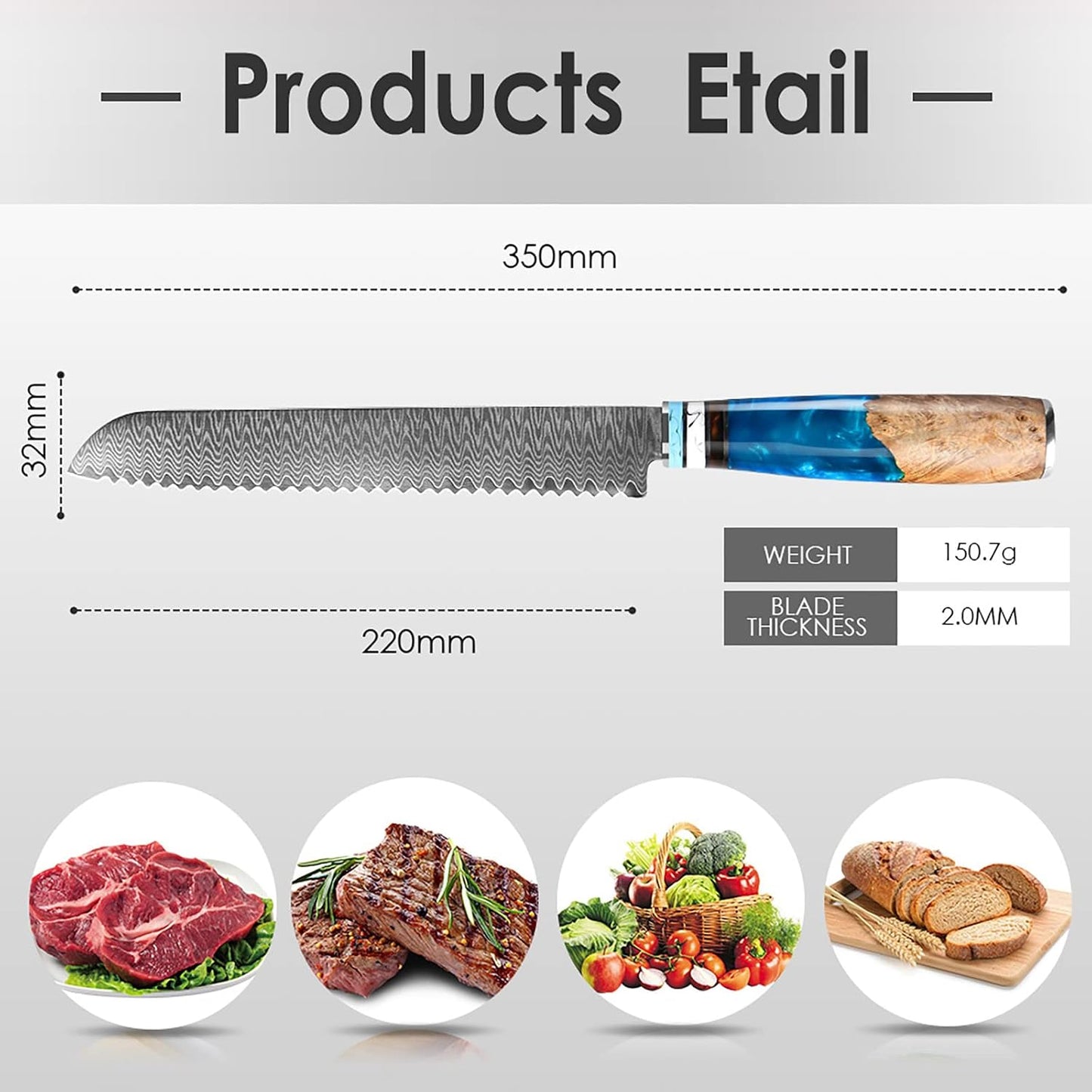Kuwata Santoku Knife, Professional Japanese VG10 Damascus Steel Kitchen Santoku Knife, Ergonomic Wood Chef Knife Handle, Super Sharp Chefs Knives with Gift Box
