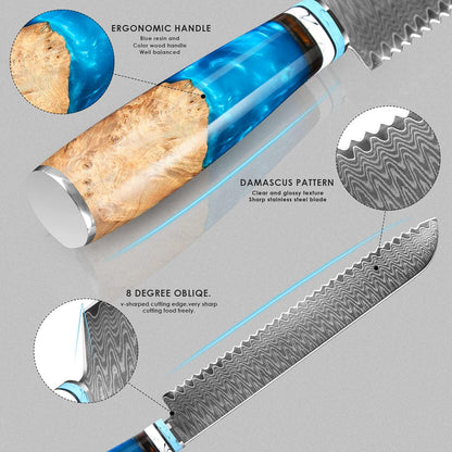 Kuwata Santoku Knife, Professional Japanese VG10 Damascus Steel Kitchen Santoku Knife, Ergonomic Wood Chef Knife Handle, Super Sharp Chefs Knives with Gift Box