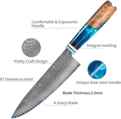 Kuwata Santoku Knife, Professional Japanese VG10 Damascus Steel Kitchen Santoku Knife, Ergonomic Wood Chef Knife Handle, Super Sharp Chefs Knives with Gift Box