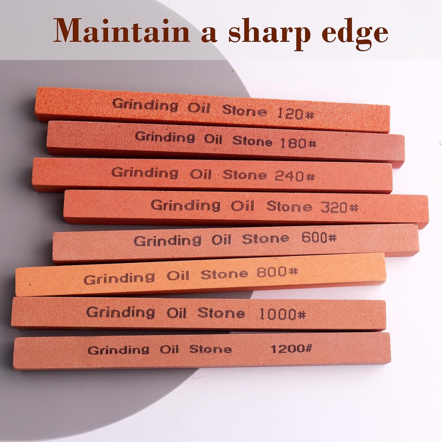 Sharpening Stone Set,8pcs Rectangular Sanding Sticks Knife White Corundum Oil Stone for Knife,Most DIY Bladed&Cutting Tool-120#,180#,240#,320#,600#,800#,1000#,1200#(5.91x0.47x0.47inch)