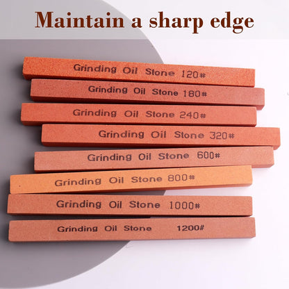 Sharpening Stone Set,8pcs Rectangular Sanding Sticks Knife White Corundum Oil Stone for Knife,Most DIY Bladed&Cutting Tool-120#,180#,240#,320#,600#,800#,1000#,1200#(5.91x0.47x0.47inch)