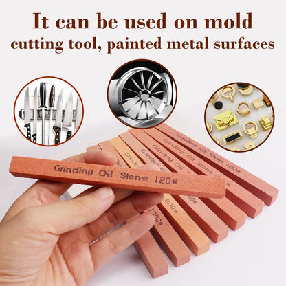 Sharpening Stone Set,8pcs Rectangular Sanding Sticks Knife White Corundum Oil Stone for Knife,Most DIY Bladed&Cutting Tool-120#,180#,240#,320#,600#,800#,1000#,1200#(5.91x0.47x0.47inch)