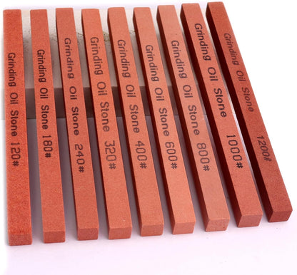 Sharpening Stone Set,8pcs Rectangular Sanding Sticks Knife White Corundum Oil Stone for Knife,Most DIY Bladed&Cutting Tool-120#,180#,240#,320#,600#,800#,1000#,1200#(5.91x0.47x0.47inch)