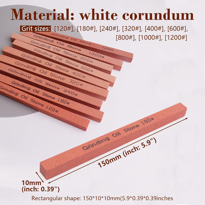Sharpening Stone Set,8pcs Rectangular Sanding Sticks Knife White Corundum Oil Stone for Knife,Most DIY Bladed&Cutting Tool-120#,180#,240#,320#,600#,800#,1000#,1200#(5.91x0.47x0.47inch)