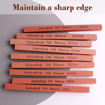 Sharpening Stone Set,8pcs Rectangular Sanding Sticks Knife White Corundum Oil Stone for Knife,Most DIY Bladed&Cutting Tool-120#,180#,240#,320#,600#,800#,1000#,1200#(5.91x0.47x0.47inch)