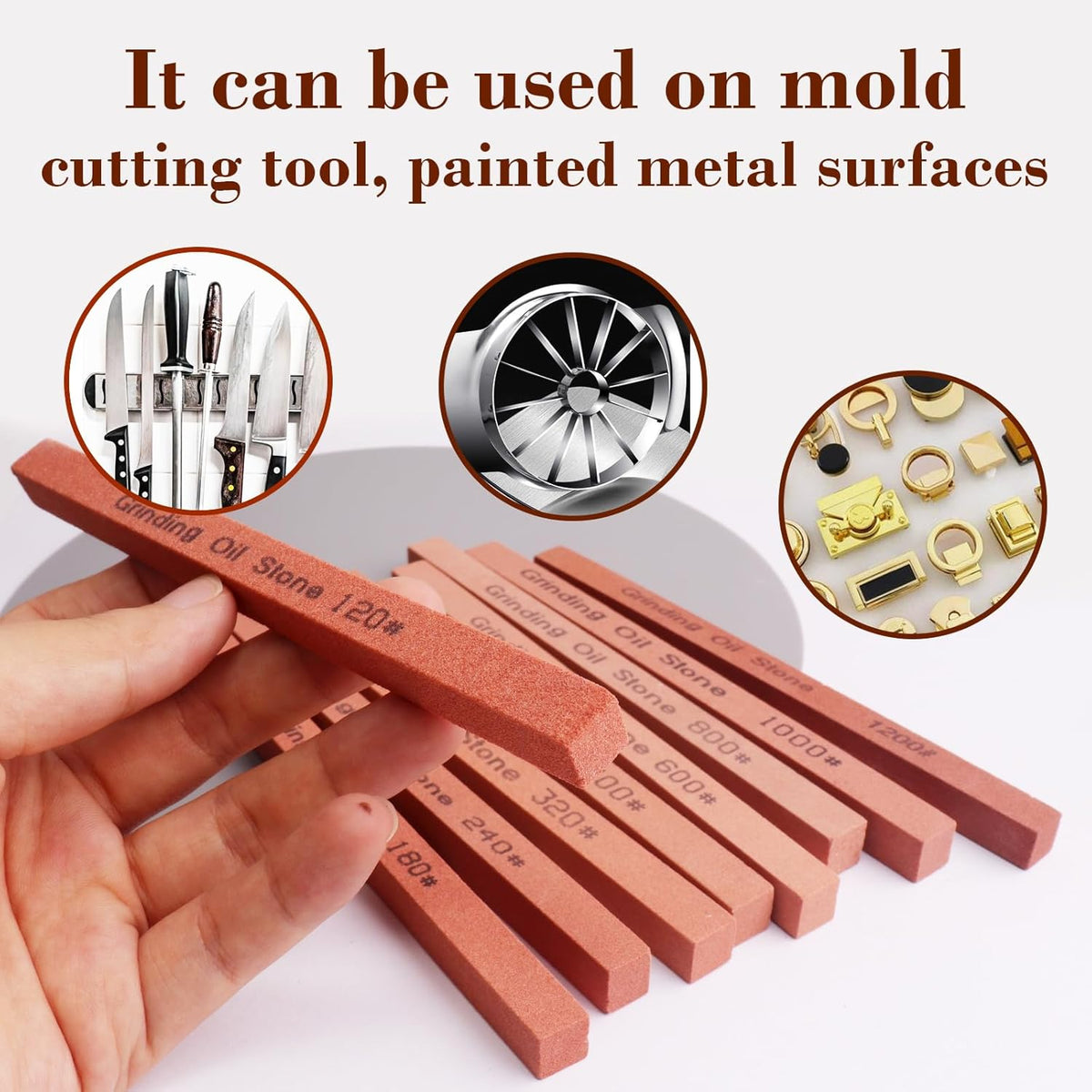 Sharpening Stone Set,8pcs Rectangular Sanding Sticks Knife White Corundum Oil Stone for Knife,Most DIY Bladed&Cutting Tool-120#,180#,240#,320#,600#,800#,1000#,1200#(5.91x0.47x0.47inch)