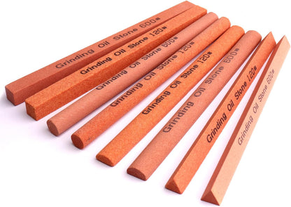 Sharpening Stone Set,8pcs Rectangular Sanding Sticks Knife White Corundum Oil Stone for Knife,Most DIY Bladed&Cutting Tool-120#,180#,240#,320#,600#,800#,1000#,1200#(5.91x0.47x0.47inch)