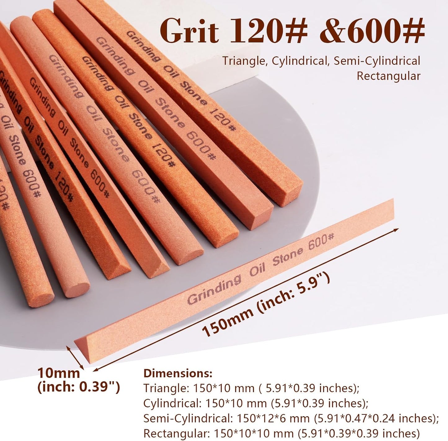 Sharpening Stone Set,8pcs Rectangular Sanding Sticks Knife White Corundum Oil Stone for Knife,Most DIY Bladed&Cutting Tool-120#,180#,240#,320#,600#,800#,1000#,1200#(5.91x0.47x0.47inch)