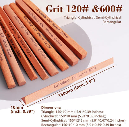 Sharpening Stone Set,8pcs Rectangular Sanding Sticks Knife White Corundum Oil Stone for Knife,Most DIY Bladed&Cutting Tool-120#,180#,240#,320#,600#,800#,1000#,1200#(5.91x0.47x0.47inch)