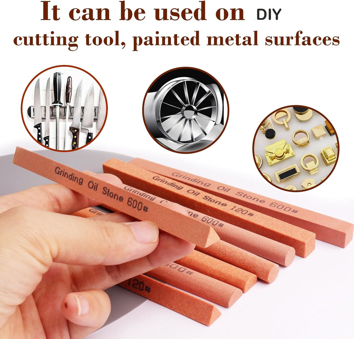 Sharpening Stone Set,8pcs Rectangular Sanding Sticks Knife White Corundum Oil Stone for Knife,Most DIY Bladed&Cutting Tool-120#,180#,240#,320#,600#,800#,1000#,1200#(5.91x0.47x0.47inch)