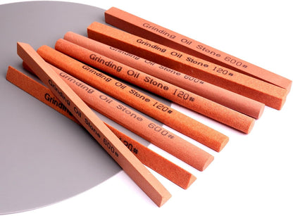 Sharpening Stone Set,8pcs Rectangular Sanding Sticks Knife White Corundum Oil Stone for Knife,Most DIY Bladed&Cutting Tool-120#,180#,240#,320#,600#,800#,1000#,1200#(5.91x0.47x0.47inch)