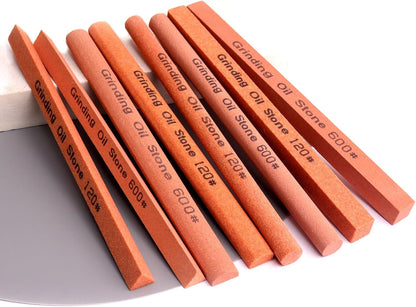 Sharpening Stone Set,8pcs Rectangular Sanding Sticks Knife White Corundum Oil Stone for Knife,Most DIY Bladed&Cutting Tool-120#,180#,240#,320#,600#,800#,1000#,1200#(5.91x0.47x0.47inch)