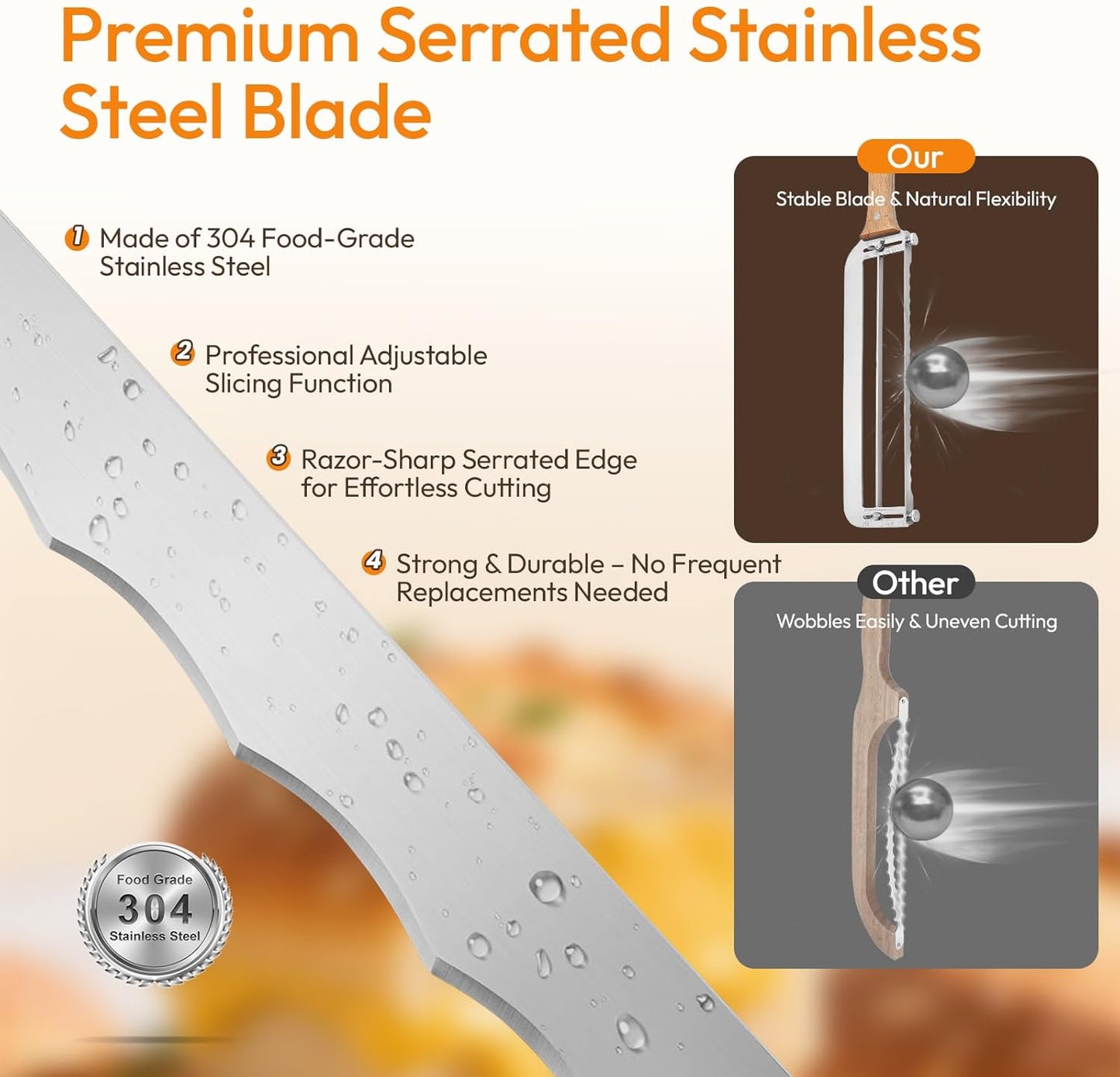 Adjustable Bread Slicer for Homemade Bread - Sourdough Bread Knife with Precision Thickness Guide & Serrated Stainless Blade, Manual Bow Bread Cutter for Bagels & Baguettes, Ideal Baker Gift