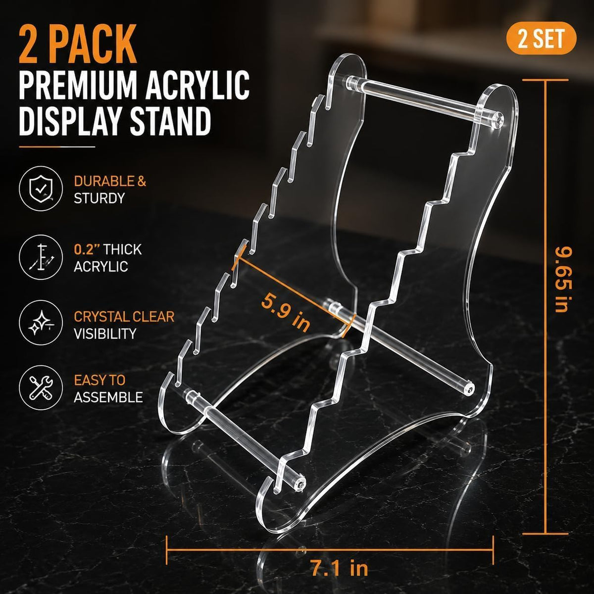 Clear Knife Display Rack Holder 8 Pcs,Thickening,2 Stand