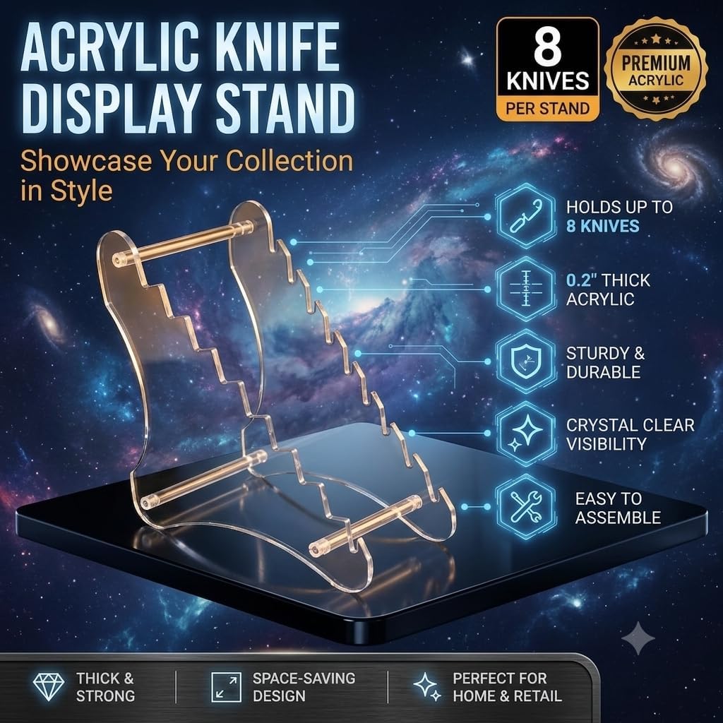 Clear Knife Display Rack Holder 8 Pcs,Thickening,2 Stand