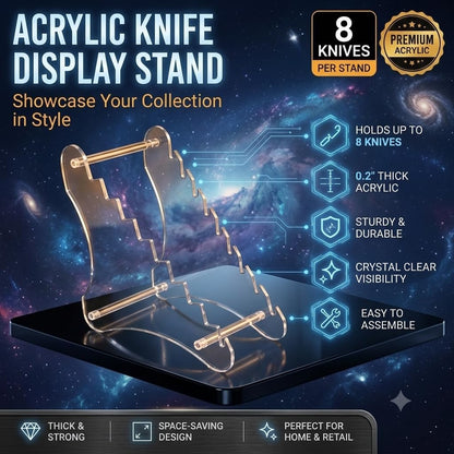Clear Knife Display Rack Holder 8 Pcs,Thickening,2 Stand