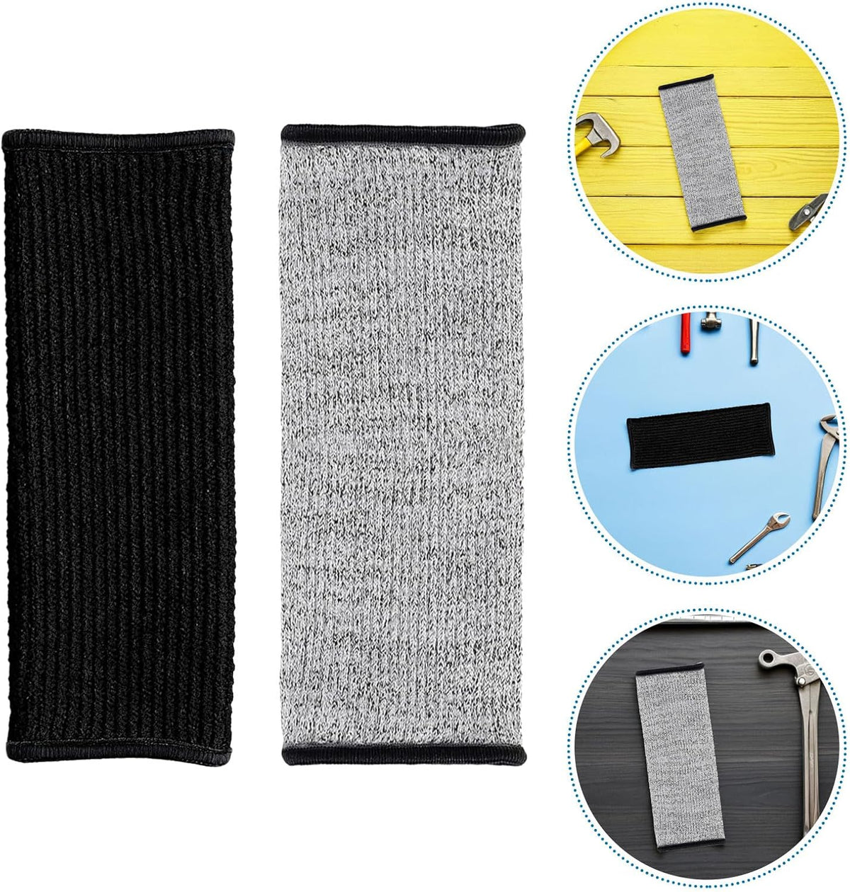 Cut Resistant Forearm Guards Protective Sleeves for Men Women, Thin Skin Puncture Resistant Arm Guards, Gardening Kitchen Work Safety 2 Pairs (gray Black)