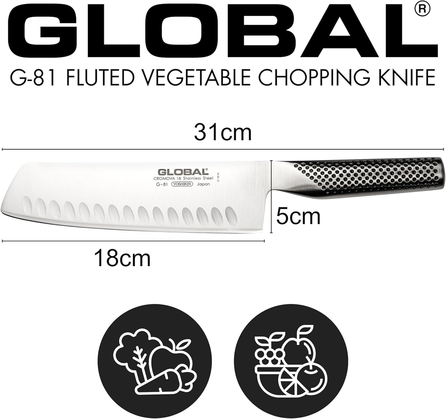 Global 7" Hollow Ground Vegetable Knife