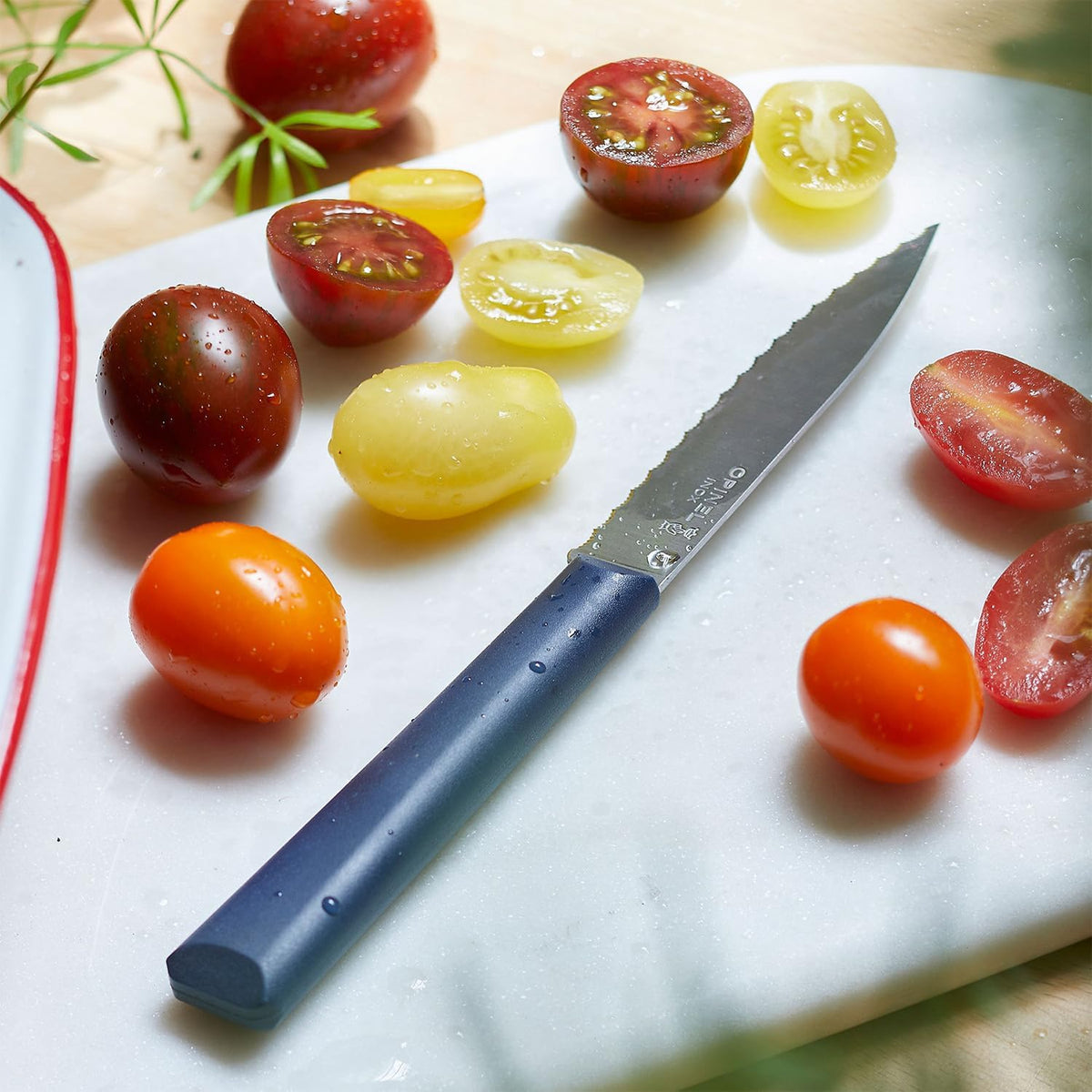 Les Essentials+ No. 313 Serrated Paring Knife, Corrosion Resistant + Dishwasher Safe, Made in France, Blue