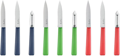 Les Essentials+ No. 313 Serrated Paring Knife, Corrosion Resistant + Dishwasher Safe, Made in France, Blue