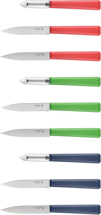 Les Essentials+ No. 313 Serrated Paring Knife, Corrosion Resistant + Dishwasher Safe, Made in France, Blue