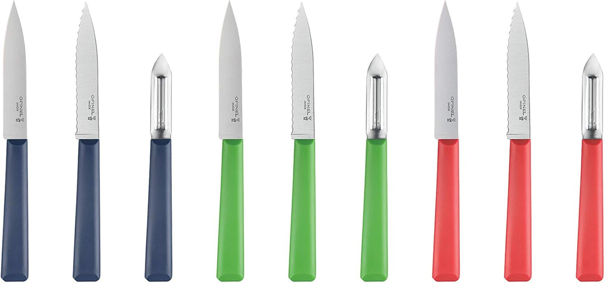 Les Essentials+ No. 313 Serrated Paring Knife, Corrosion Resistant + Dishwasher Safe, Made in France, Blue