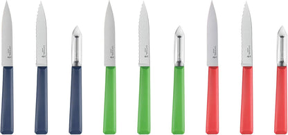 Les Essentials+ No. 313 Serrated Paring Knife, Corrosion Resistant + Dishwasher Safe, Made in France, Blue