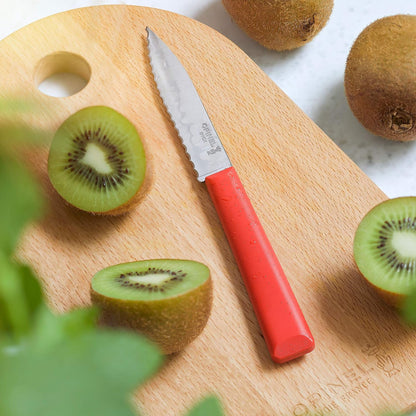 Les Essentials+ No. 313 Serrated Paring Knife, Corrosion Resistant + Dishwasher Safe, Made in France, Blue