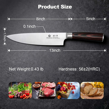 Chef Knife 8 Inch, Professional Kitchen Knife in Japanese HC Steel, Super Sharp Knife With Ergonomic Handle, Cooking Knife With Gift Box, Kitchen Gadgets, Best Gifts for Family and Friends