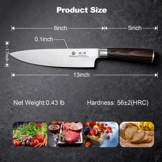 Chef Knife 8 Inch, Professional Kitchen Knife in Japanese HC Steel, Super Sharp Knife With Ergonomic Handle, Cooking Knife With Gift Box, Kitchen Gadgets, Best Gifts for Family and Friends