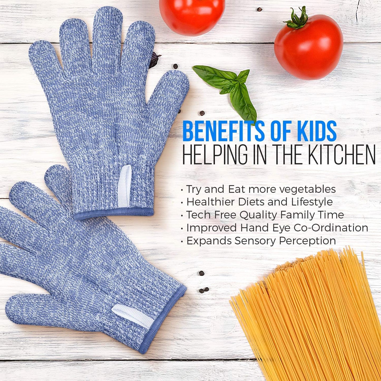 Kids Cut Resistant Gloves | Level 5 Safety for Cooking, Gardening & Whittling | Real Kitchen Protection for Kids