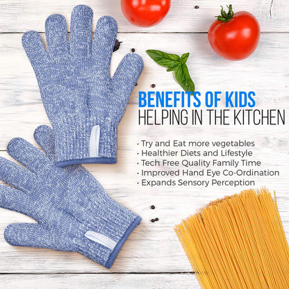 Kids Cut Resistant Gloves | Level 5 Safety for Cooking, Gardening & Whittling | Real Kitchen Protection for Kids