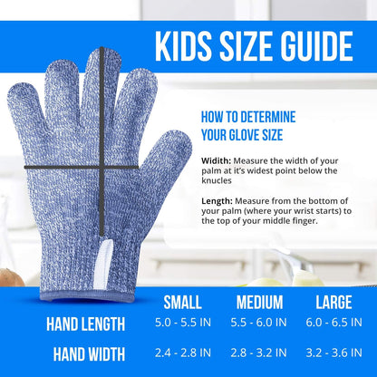 Kids Cut Resistant Gloves | Level 5 Safety for Cooking, Gardening & Whittling | Real Kitchen Protection for Kids