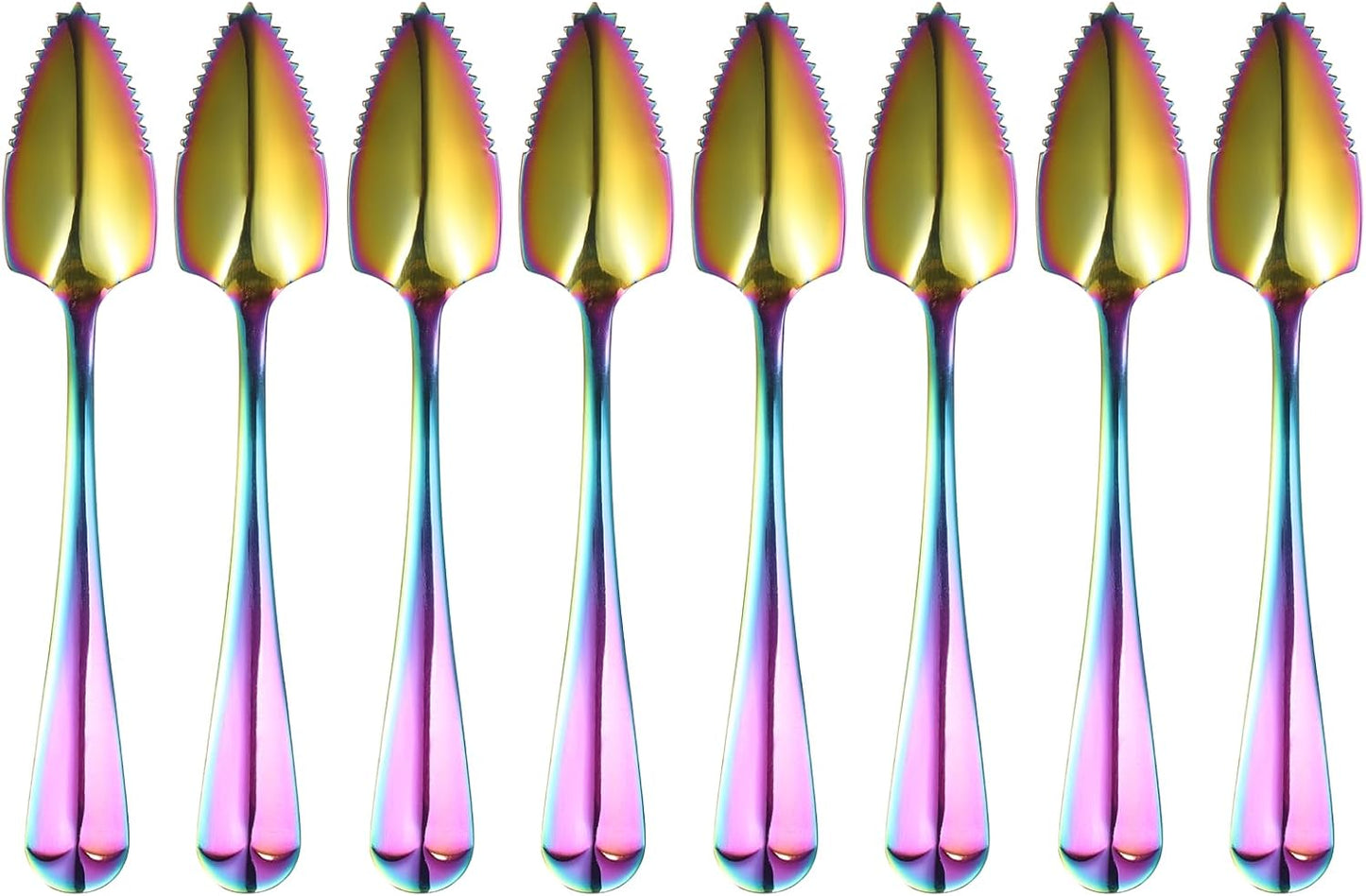 4Pcs Grapefruit Spoons, Stainless Steel Fruit Utensils Spoon with Serrated Edge Thick Gauge Handle Grapefruit Knife Tool Mirror Finish for Citrus Melon Dessert, Purple