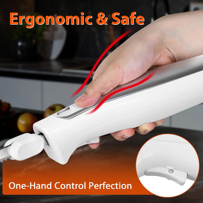 Electric Knife, Electric Carving Knife Set with Two Serrated Stainless Steel Blades, Carving Fork, with Non Slip Handle, Safety Lock and Storage Case for Meat, Bread Fish,Other and Foods.