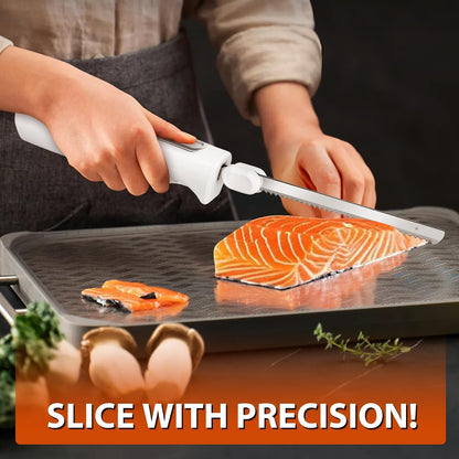 Electric Knife, Electric Carving Knife Set with Two Serrated Stainless Steel Blades, Carving Fork, with Non Slip Handle, Safety Lock and Storage Case for Meat, Bread Fish,Other and Foods.