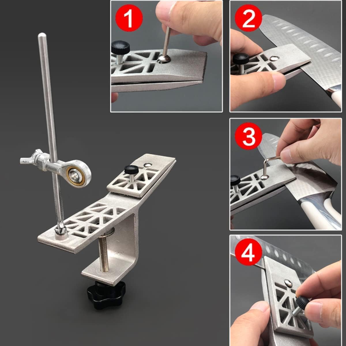 Professional Sharpener with 6 Sharpening Stones, Fixed Angle Kitchen Chef Knife Sharpening Set, Grinding Grip System Tool, Professional Sharpening