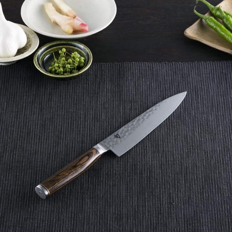 Premier 6.5" Utility Knife, Handcrafted Japanese Knife, VG-MAX Core with Damascus Stainless Steel Cladding, Pakkawood Handle, Precision and Sharpness for Professional and Home Chefs