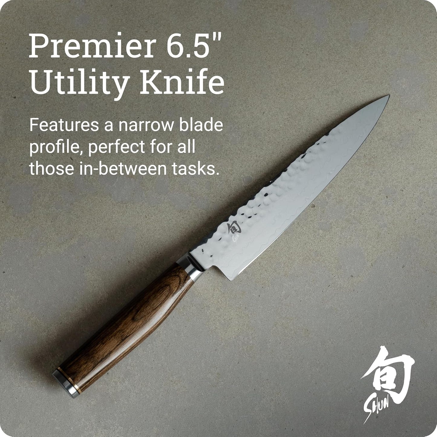 Premier 6.5" Utility Knife, Handcrafted Japanese Knife, VG-MAX Core with Damascus Stainless Steel Cladding, Pakkawood Handle, Precision and Sharpness for Professional and Home Chefs