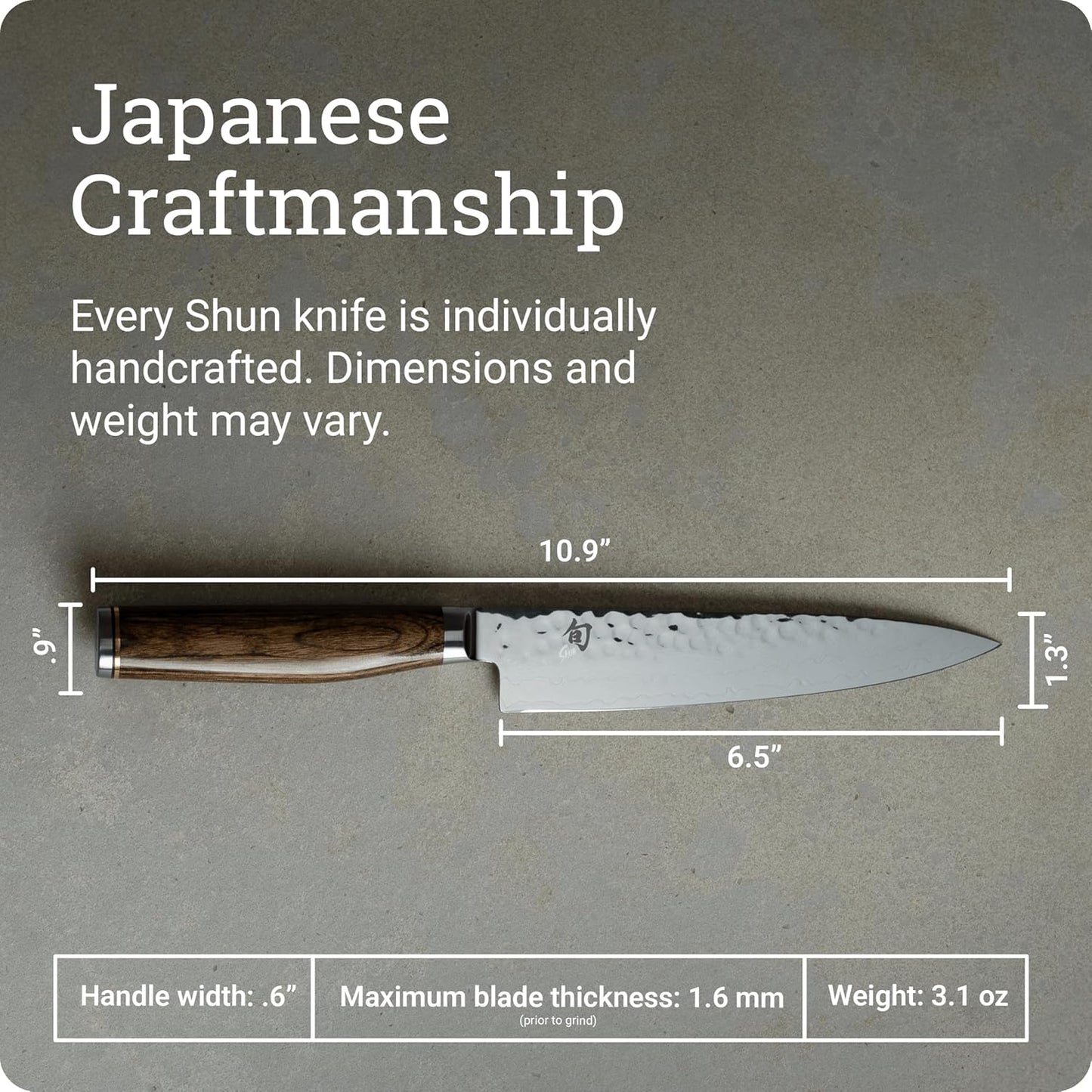 Premier 6.5" Utility Knife, Handcrafted Japanese Knife, VG-MAX Core with Damascus Stainless Steel Cladding, Pakkawood Handle, Precision and Sharpness for Professional and Home Chefs