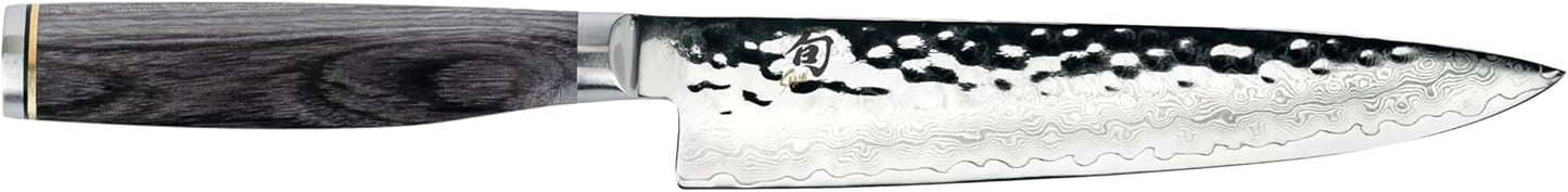 Premier 6.5" Utility Knife, Handcrafted Japanese Knife, VG-MAX Core with Damascus Stainless Steel Cladding, Pakkawood Handle, Precision and Sharpness for Professional and Home Chefs