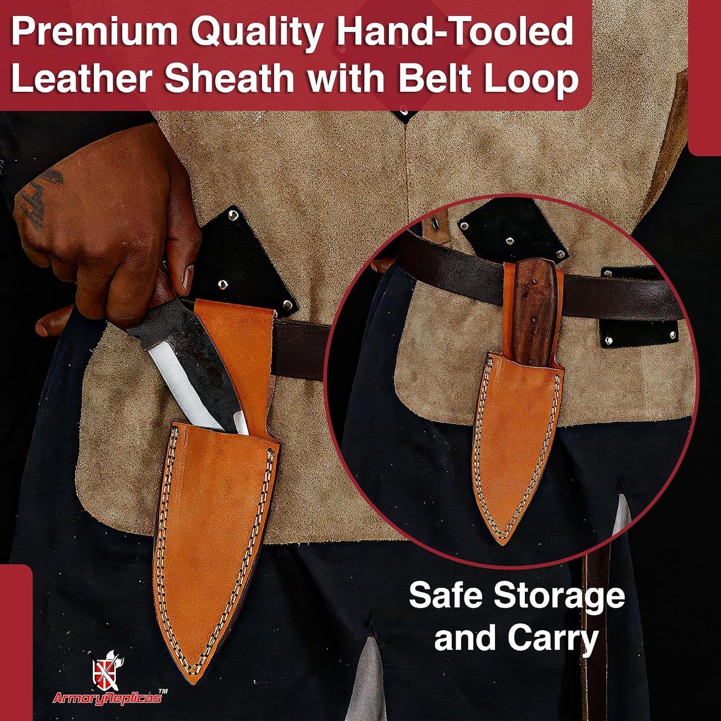 ™ Full Tang Tiny Predator Food Prep Kitchen Camping Cooking Japanese Deba Knife w/Walnut Wood & Genuine Leather