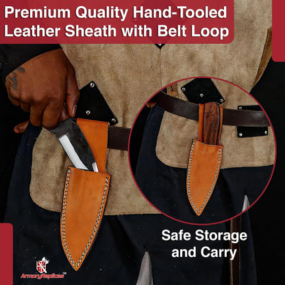 ™ Full Tang Tiny Predator Food Prep Kitchen Camping Cooking Japanese Deba Knife w/Walnut Wood & Genuine Leather