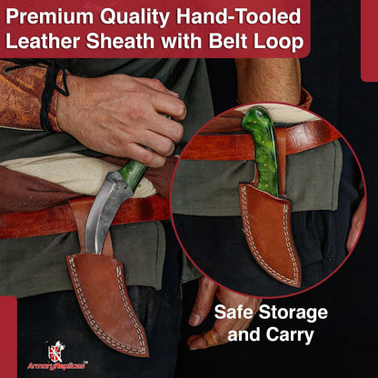 ™ Full Tang Tiny Predator Food Prep Kitchen Camping Cooking Japanese Deba Knife w/Walnut Wood & Genuine Leather